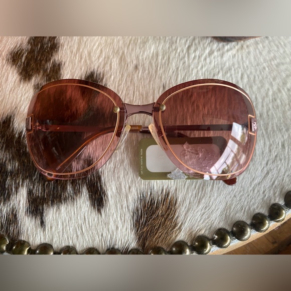 NWT Auth Kathy Van Zeeland Designer Cherry Rose Rhinestone Ombre Sunglasses